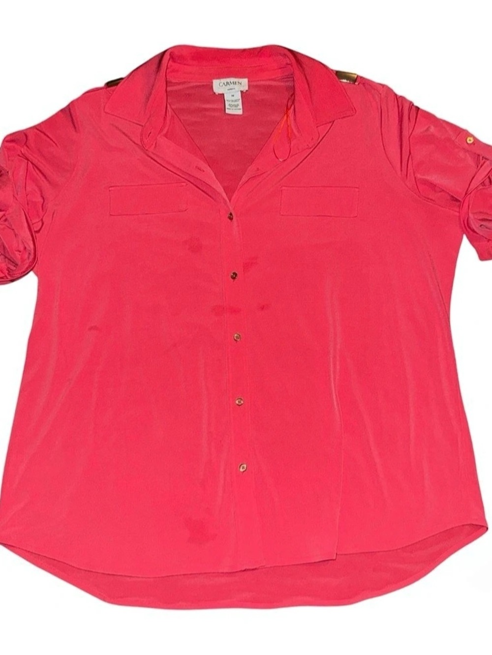 Carmen Marc Valvo Button Down Shirt Pink Size 1X Like New